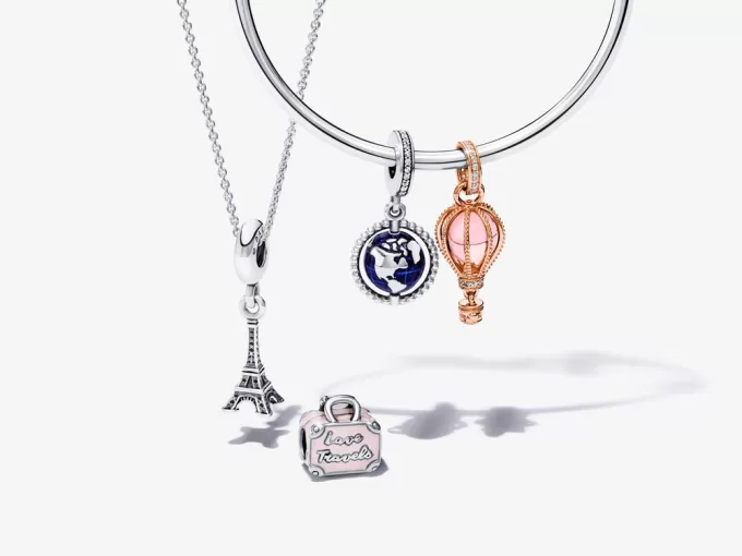 Sparkling Pink Hot Air Balloon Dangle Charm