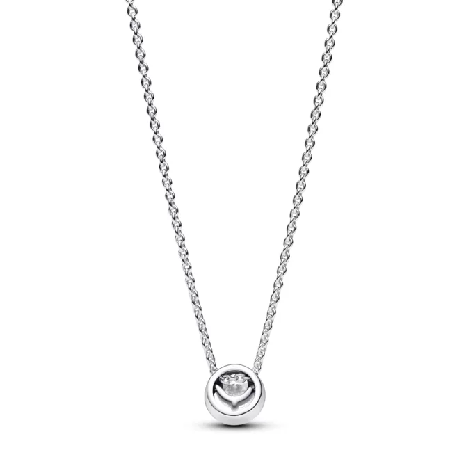 Sparkling Round Halo Pendant Collier Necklace