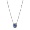Sparkling Square Blue Halo Pendant Necklace