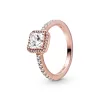 Square Sparkle Halo Ring
