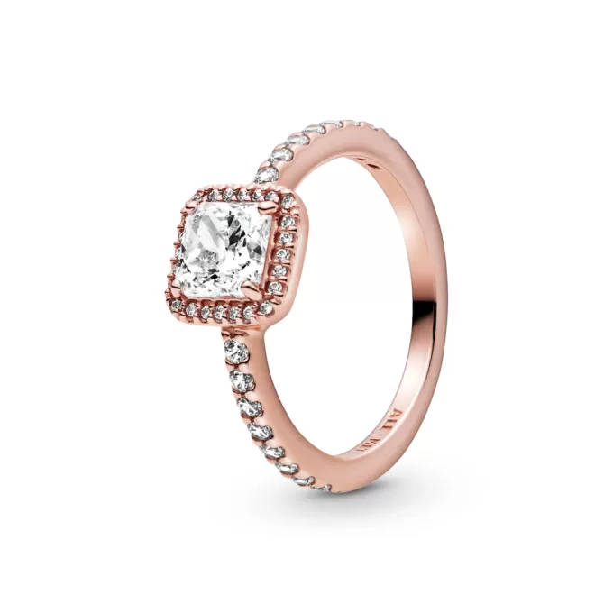 Square Sparkle Halo Ring