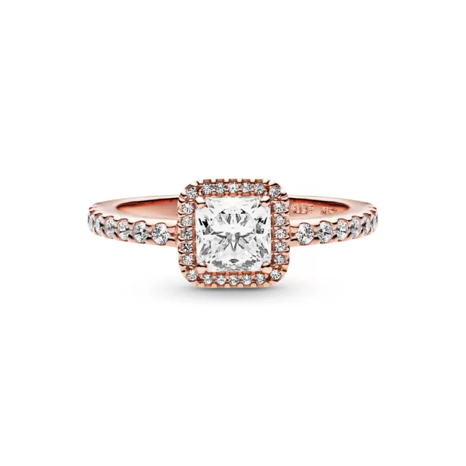 Square Sparkle Halo Ring