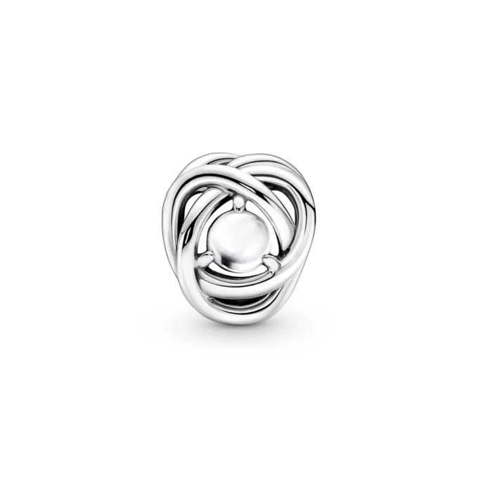 Sterling silver charm with white bioresin man-made mother of pearl