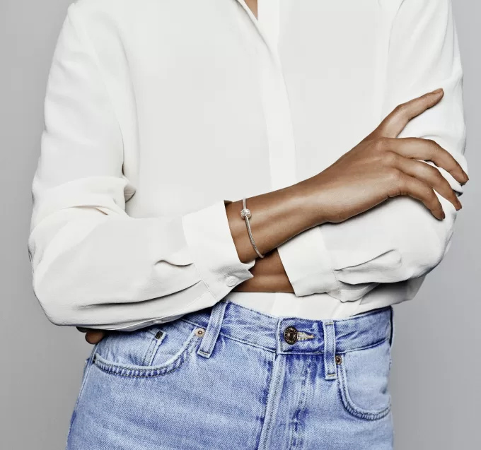 Sterling silver clip with clear cubic zirconia