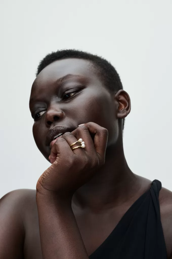 Treated Freshwater Cultured Pearl Open Ring