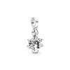 Tree sterling silver dangle charm with clear cubic zirconia