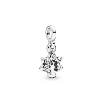 Tree sterling silver dangle charm with clear cubic zirconia