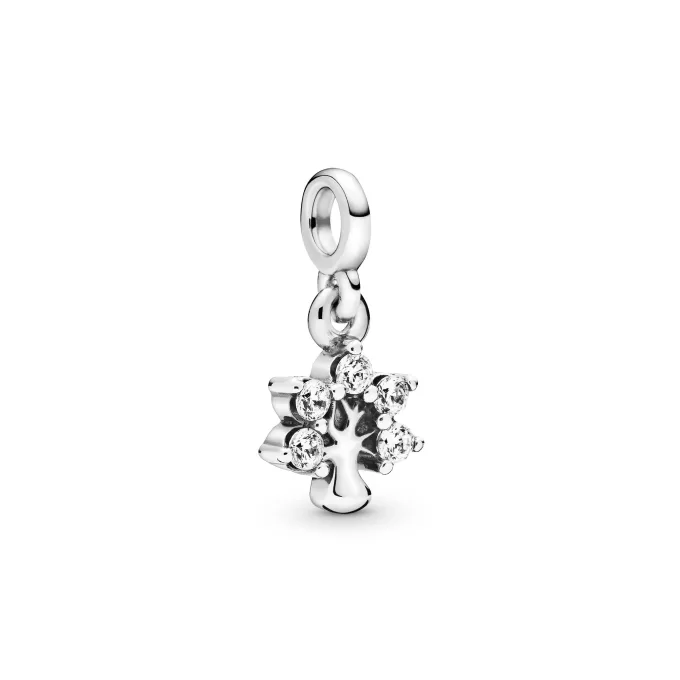 Tree sterling silver dangle charm with clear cubic zirconia
