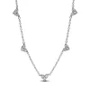 Triple Stone Heart Station Chain Necklace