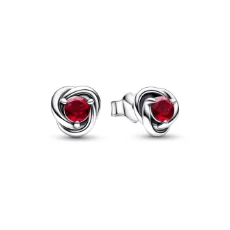 True Red Eternity Circle Stud Earrings