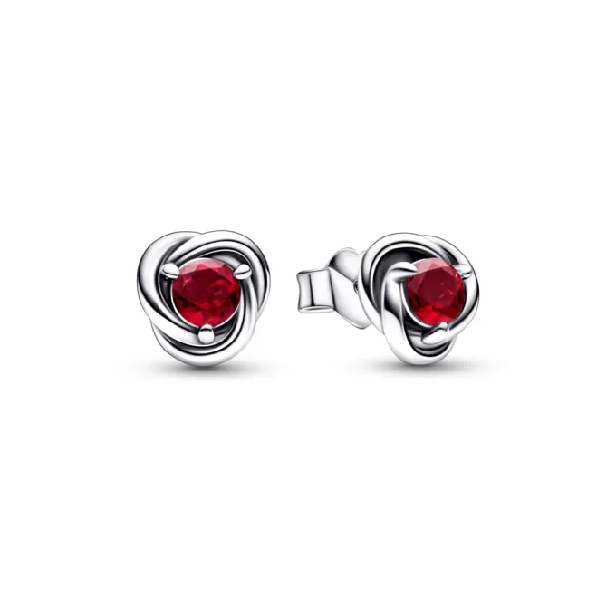 True Red Eternity Circle Stud Earrings