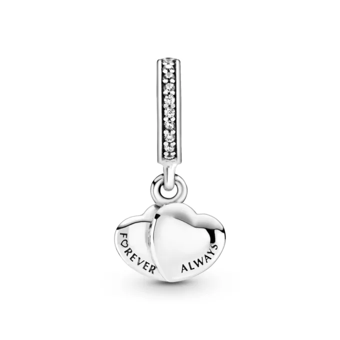 Two-Tone Double Heart Dangle Charm