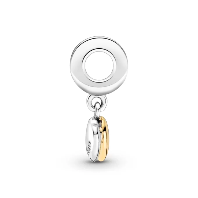 Two-Tone Double Heart Dangle Charm