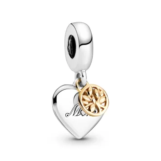 Two-tone Family Tree & Heart Dangle Charm