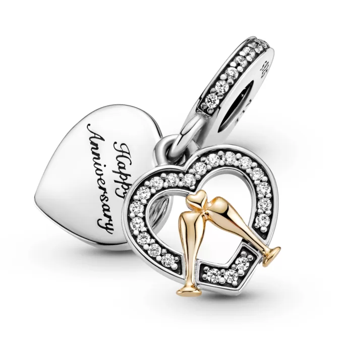 Two-tone Happy Anniversary Dangle Charm