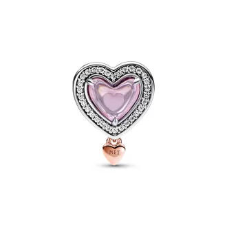 Two-tone Openwork Mum & Heart Charm