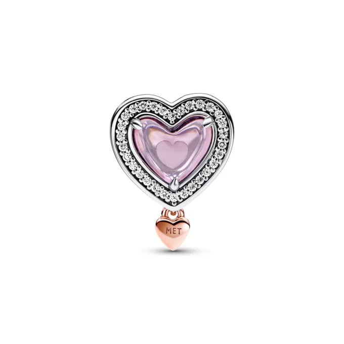 Two-tone Openwork Mum & Heart Charm
