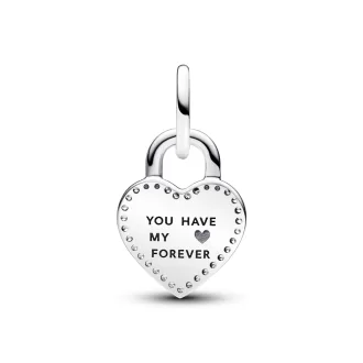 Two-tone Twistable Heart Padlock Double Dangle Charm