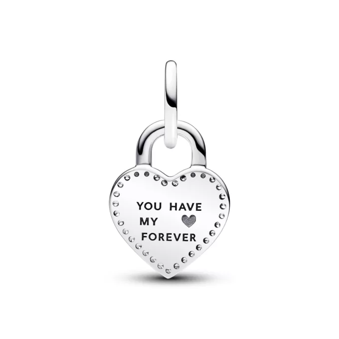 Two-tone Twistable Heart Padlock Double Dangle Charm