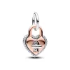 Two-tone Twistable Heart Padlock Double Dangle Charm