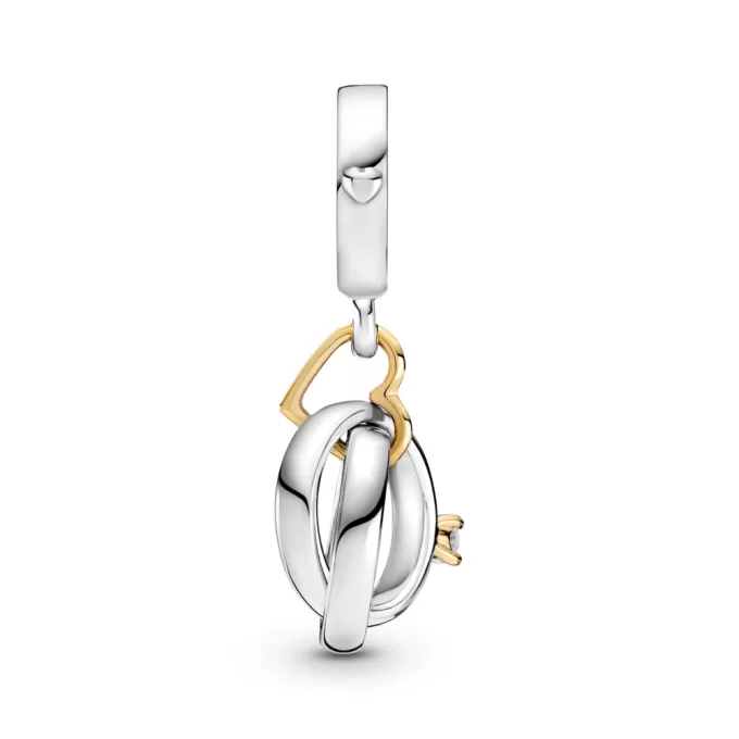 Two-tone Wedding Rings Dangle Charm Two-tone Wedding Rings Dangle Charm