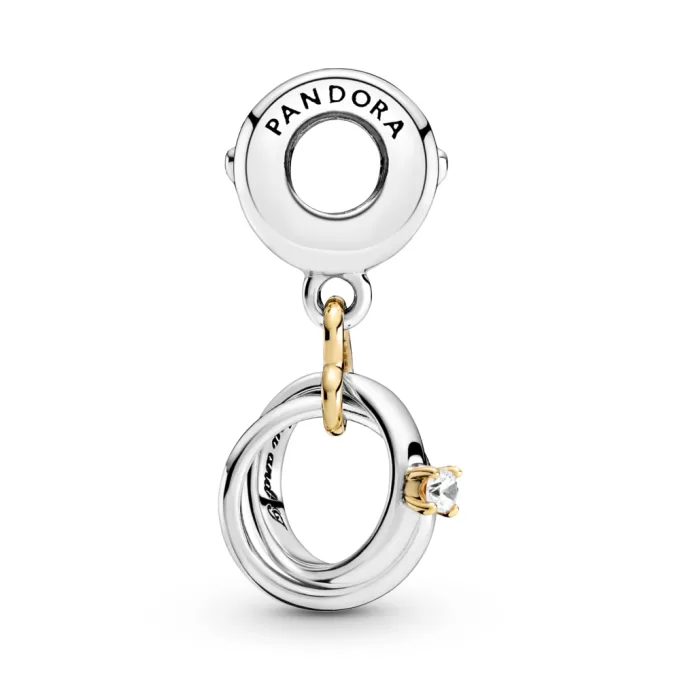 Two-tone Wedding Rings Dangle Charm Two-tone Wedding Rings Dangle Charm