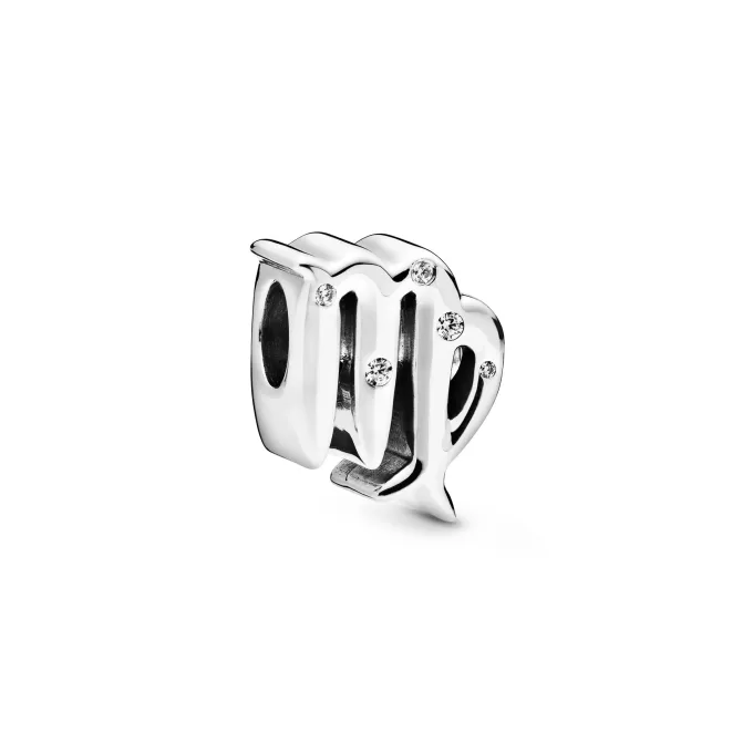 Virgo sterling silver charm with clear cubic zirconia