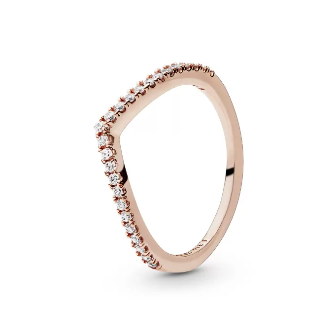 Wishbone 14k Rose Gold-plated ring with clear cubic zirconia