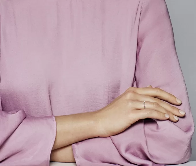 Wishbone silver ring with clear cubic zirconia